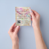 Pastel-gemarmerde alcoholinkt elegant Glitter Qr-c Flyer (Hand)