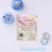 Pastel-gemarmerde alcoholinkt elegant Glitter Qr-c Flyer (Enkel)