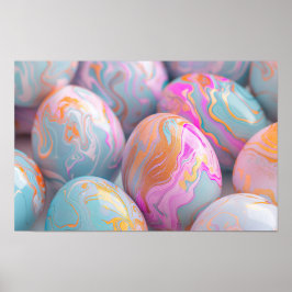 Pastel gemarmerde paaseieren poster