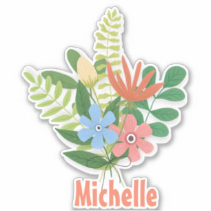 Pastel gemengd bloemboeket sjabloon sticker