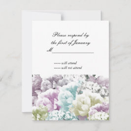 Pastel gemengd boeket van bloemen antwoordkaart RSVP kaartje
