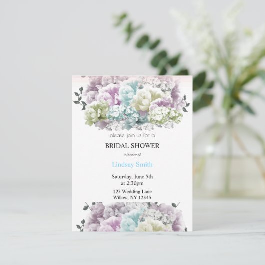 Pastel Gemengd Floral Bridal Shower Invitation Kaart (Staand voorkant)