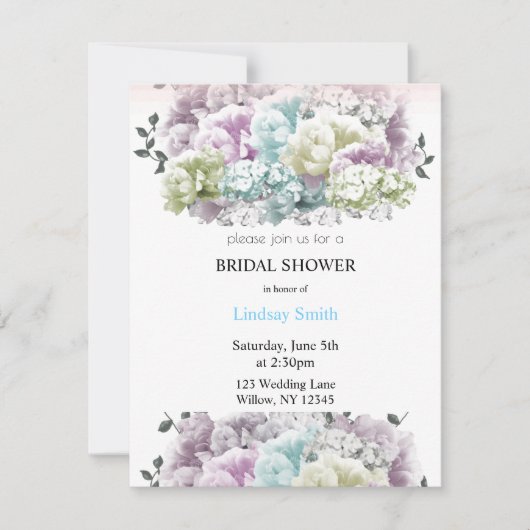 Pastel gemengde bloemen bruidsbruiloft uitnodiging (Voorkant)