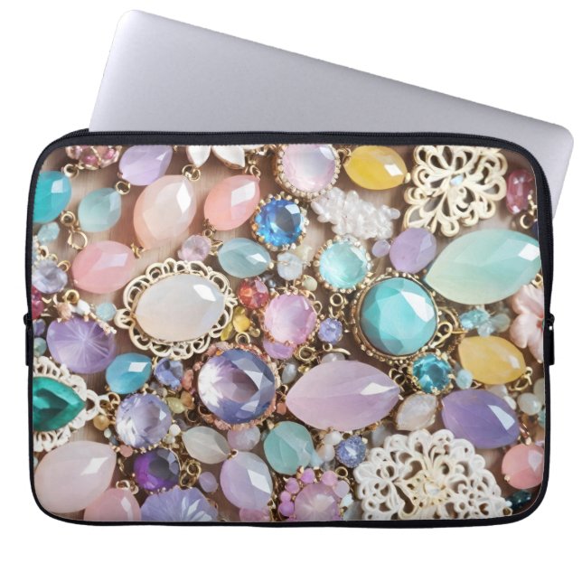 Pastel Gems And Jewels In Pinks & Purples Laptop Sleeve (Voorkant)