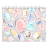 Pastel Gemstone Diamond Pattern PInk Aqua Pareltje Kalender (Hoes)