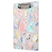 Pastel Gemstone Diamond Pattern PInk Aqua Pareltje Klembord (Links)