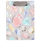 Pastel Gemstone Diamond Pattern PInk Aqua Pareltje Klembord (Voorkant)