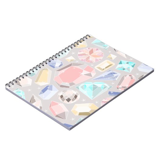 Pastel Gemstone Diamond Pattern PInk Aqua Pareltje Notitieboek (Linkerzijde)