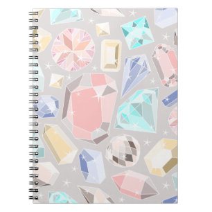 Pastel Gemstone Diamond Pattern PInk Aqua Pareltje Notitieboek