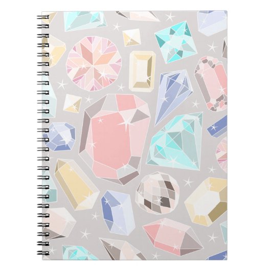 Pastel Gemstone Diamond Pattern PInk Aqua Pareltje Notitieboek (Voorkant)