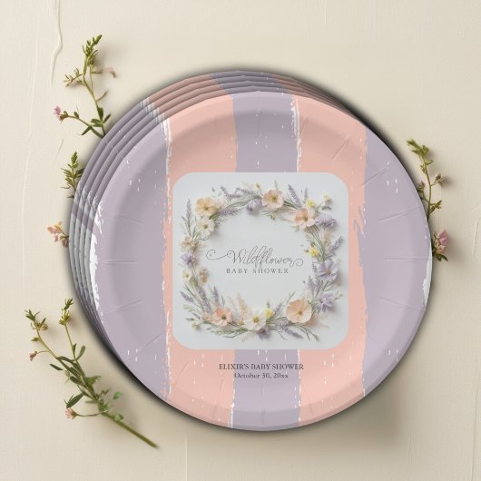 Pastel Gender Neutral Wildflower Baby shower Papieren Bordje