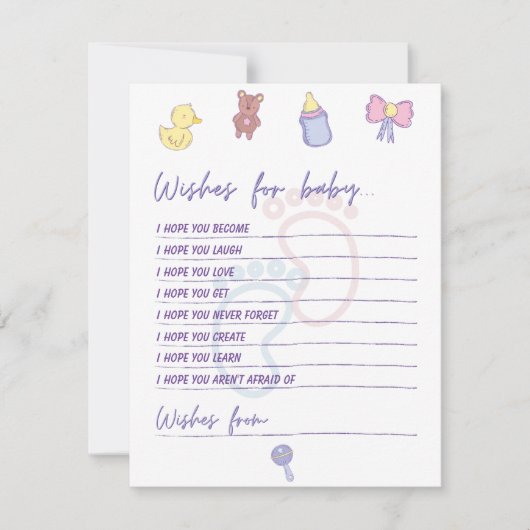 Pastel Gender Neutrale Wensen voor Baby Keepsake Notitiekaartje (Voorkant)