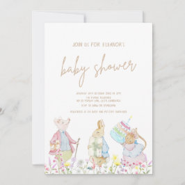 Pastel Genderneutraal Peter de Konijn Baby shower Kaart