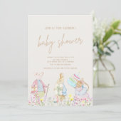 Pastel Genderneutraal Peter de Konijn Baby shower Kaart (Staand voorkant)