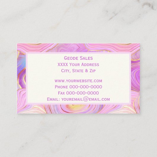 Pastel Geode Agate en Gold Visitekaartje (Achterkant)