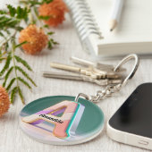 Pastel Geometric 3D Monogram Letter A Sleutelhanger (Voorkant Rechts)