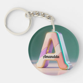 Pastel Geometric 3D Monogram Letter A Sleutelhanger