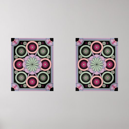 Pastel Geometric Mandala Bloom Muurkunst Sets (Voorkant)