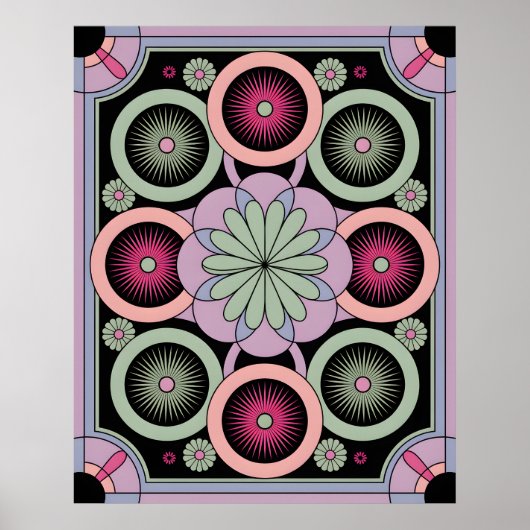 Pastel Geometric Mandala Bloom Poster (Voorkant)