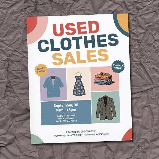 Pastel Geometric Patterns - Used Clothes Sales Flyer