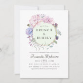 Pastel Geometric Peonies Floral Brunch en Bubble Kaart (Voorkant)