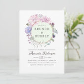 Pastel Geometric Peonies Floral Brunch en Bubble Kaart (Staand voorkant)