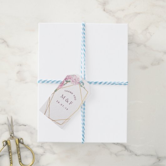 Pastel Geometric Peonies Floral Wedding Cadeaulabel (Met Touw)