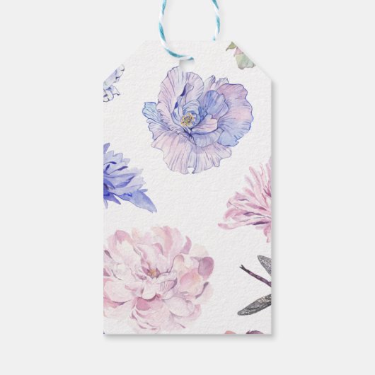 Pastel Geometric Peonies Floral Wedding Cadeaulabel (Achterkant)
