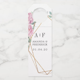Pastel Geometric Peonies Floral Wedding Flessenhanger