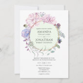 Pastel Geometric Peonies Floral Wedding Kaart (Voorkant)