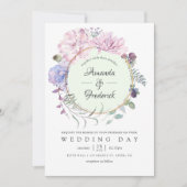 Pastel Geometric Peonies Floral Wedding Kaart (Voorkant)
