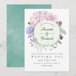Pastel Geometric Peonies Floral Wedding Kaart
