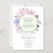 Pastel Geometric Peonies Floral Wedding Magnetische Uitnodiging (Voorkant)