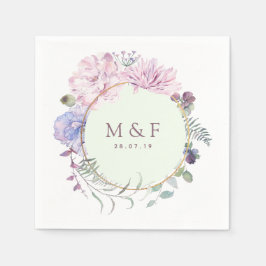 Pastel Geometric Peonies Floral Wedding Servet