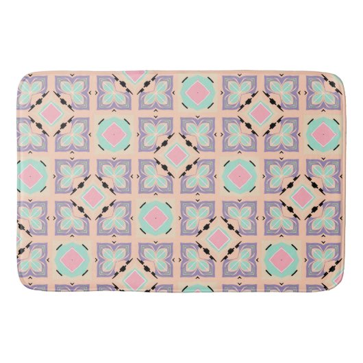 Pastel Geometric Tile Pattern | Pink Mint Purple  Badmat (Voorkant)