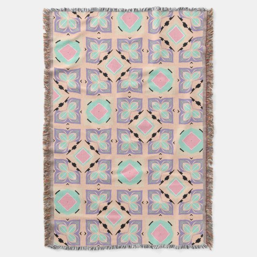Pastel Geometric Tile Pattern | Pink Mint Purple  Deken (Voorkant Verticaal)