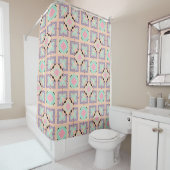 Pastel Geometric Tile Pattern | Pink Mint Purple  Douchegordijn (In situ)