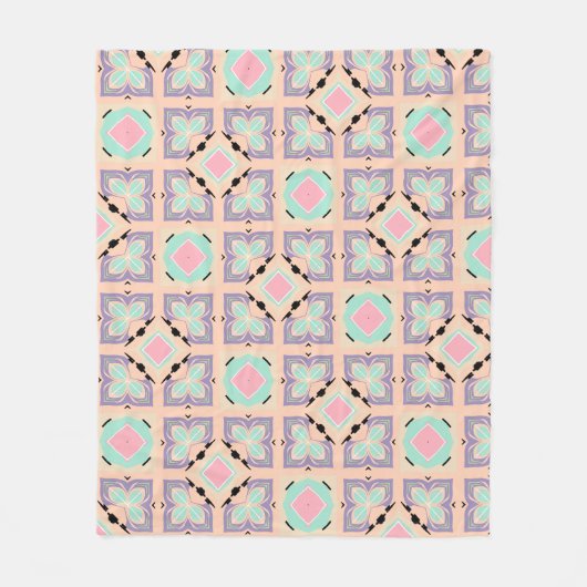 Pastel Geometric Tile Pattern | Pink Mint Purple  Fleece Deken (Voorkant)
