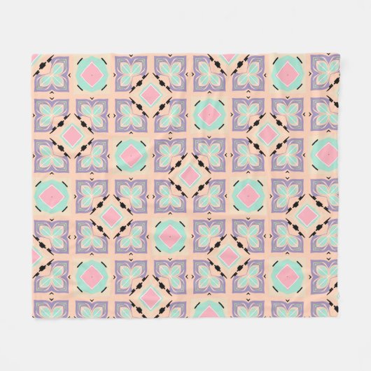 Pastel Geometric Tile Pattern | Pink Mint Purple  Fleece Deken (Voorkant (Horizontaal))