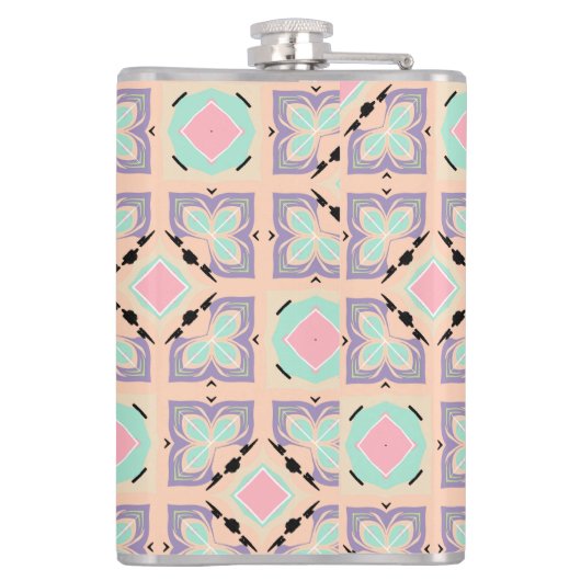 Pastel Geometric Tile Pattern | Pink Mint Purple  Heupfles (Achterkant)