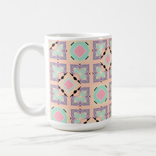 Pastel Geometric Tile Pattern | Pink Mint Purple  Koffiemok (Links)