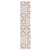 Pastel Geometric Tile Pattern | Pink Mint Purple Korte Tafelloper (Voorkant)