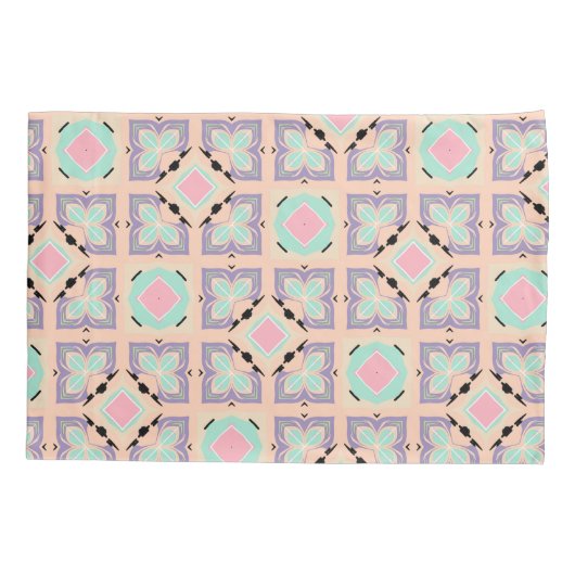 Pastel Geometric Tile Pattern | Pink Mint Purple  Kussensloop (Achterkant)