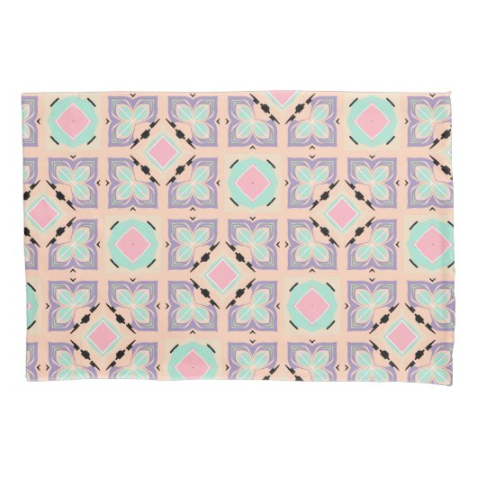 Pastel Geometric Tile Pattern | Pink Mint Purple  Kussensloop (Voorkant)