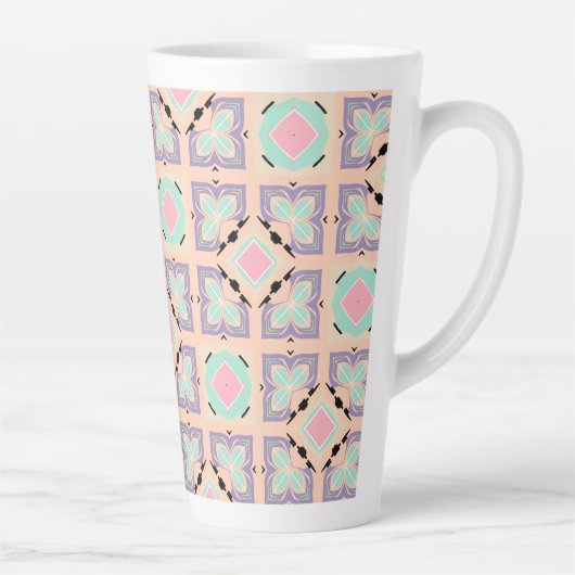 Pastel Geometric Tile Pattern | Pink Mint Purple  Latte Mok (Rechts)