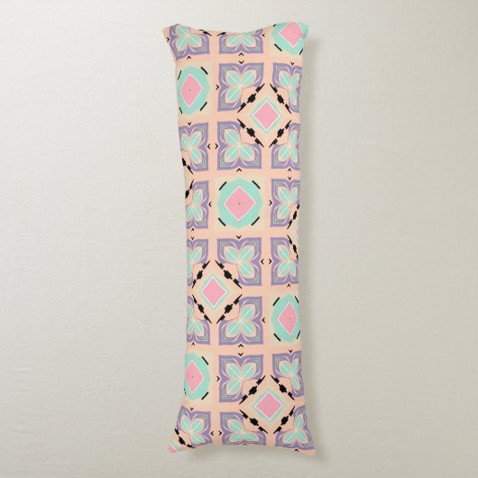 Pastel Geometric Tile Pattern | Pink Mint Purple  Lichaamskussen (Voorkant Verticaal)