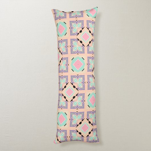 Pastel Geometric Tile Pattern | Pink Mint Purple  Lichaamskussen (Achterkant (Verticaal))