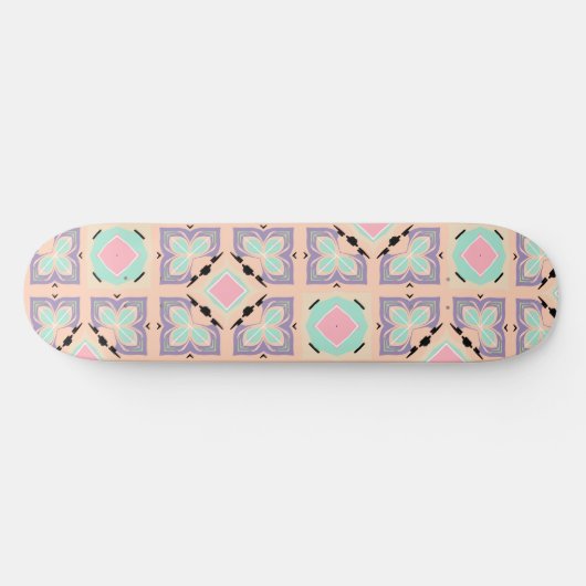 Pastel Geometric Tile Pattern | Pink Mint Purple  Persoonlijk Skateboard (Horizontaal)