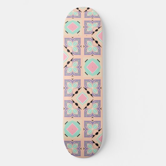 Pastel Geometric Tile Pattern | Pink Mint Purple  Persoonlijk Skateboard (Voorkant)