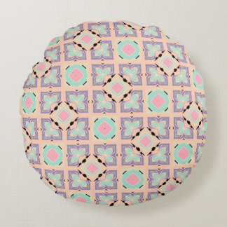 Pastel Geometric Tile Pattern | Pink Mint Purple  Rond Kussen